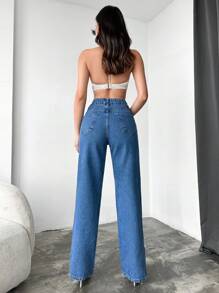 EURMUSE Jean Droit Fendu - Bleu azur - Voir 2