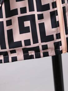 SHEIN Teenager Mädchen Mantel mit All Over Print flaumig Besatz Kapuze, Thermal Futter, ohne Pullover