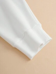 SHEIN EZwear Hơn Bản in Halloween Thả vai Áo nỉ - trắng - Xem 3