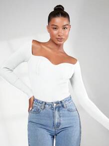 SHEIN BASICS Suéter De Cuello Alto Con Mangas Largas Para Mujer - Blanco - Ver 5