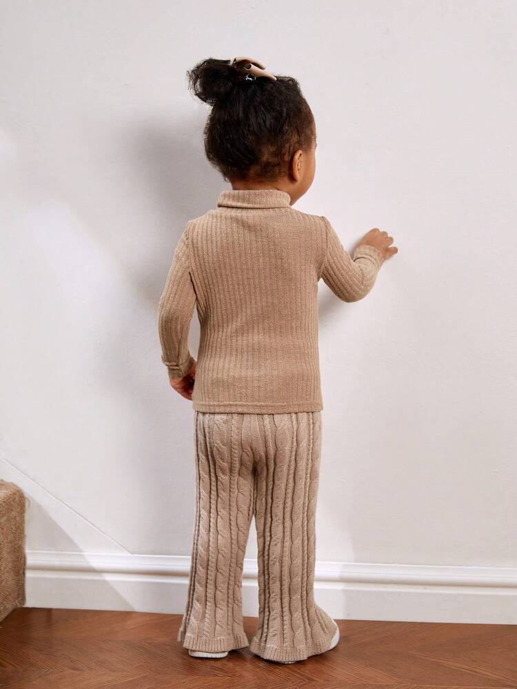 Baby Girl Solid Cable Knit Pants