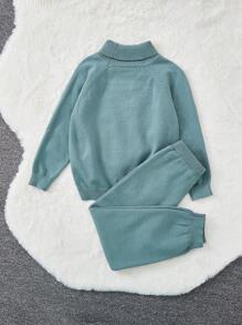 女小童高領插肩袖套頭毛衣和針織褲
