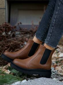 Botas elegante Suela gruesa - Granate - Ver 3