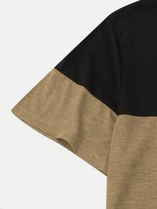 Manfinity 男拼色字母印花t卹 - 卡其色 - 查看 3