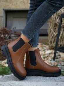 Botas elegante Suela gruesa - Granate - Ver 5