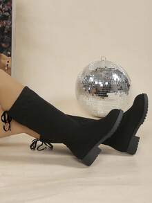 修身小腿中部靴子 - 黑色 - 查看 3