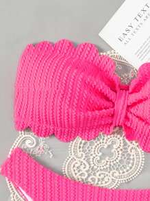 Swim Mod 女士甜心領削減高腰比基尼套裝 - 粉色 - 查看 4