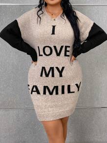 Celure 大碼標語圖案落肩袖毛衣洋裝 - 黑色 - 查看 3