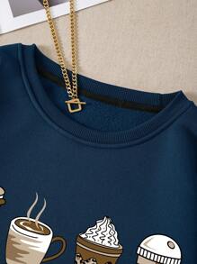 INAWLY Coffee And Slogan Graphic Thermal Lined Sweatshirt,Long Sleeve Tops Graduation,Back To School Outfits,Graduation,Teacher Outfits For Women,Back To School Pullover Fall Outfit