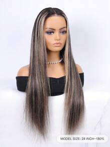 Wear&Go Glueless Piano Honey Blonde Highlight 1B/27# Balayage Silky Straight Remy Human Hair Pre Cut Glueless 4x4 Transparent Lace Closure Wig - SNATURAL/27 - View 2