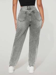 EURMUSE Zipper Fly Jeans - Light Grey - View 2