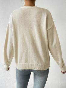 SHEIN Essnce 花卉圖案落肩袖開襟衫 - 白色 - 查看 2