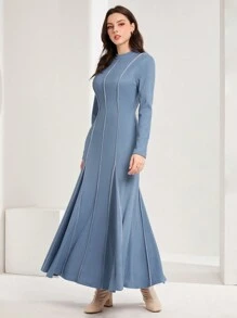 Seusyu 女性阿拉伯風連身裙 - 藍色 - 查看 5