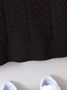 Young Boy Two Tone Drop Shoulder Sweater - Coffee Brown - View 5