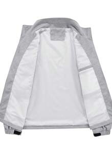 Manfinity Hypemode Loose Fit Men's Zipper Closure Raglan Sleeve Jacket - Grey - View 4