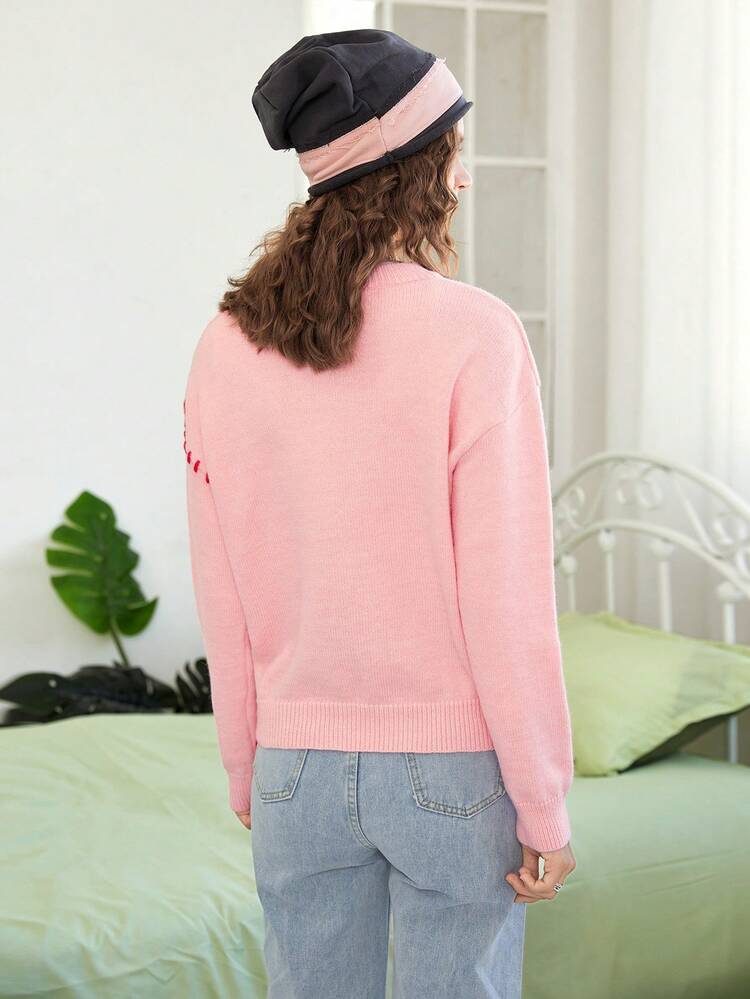 Star Pattern Drop Shoulder Sweater