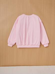 女大童貓印花加絨內裏套頭衫 - 粉色 - 查看 2