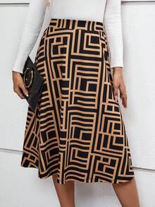 EMERY ROSE 滿版印花高腰半身裙 - 彩色 - 查看 2