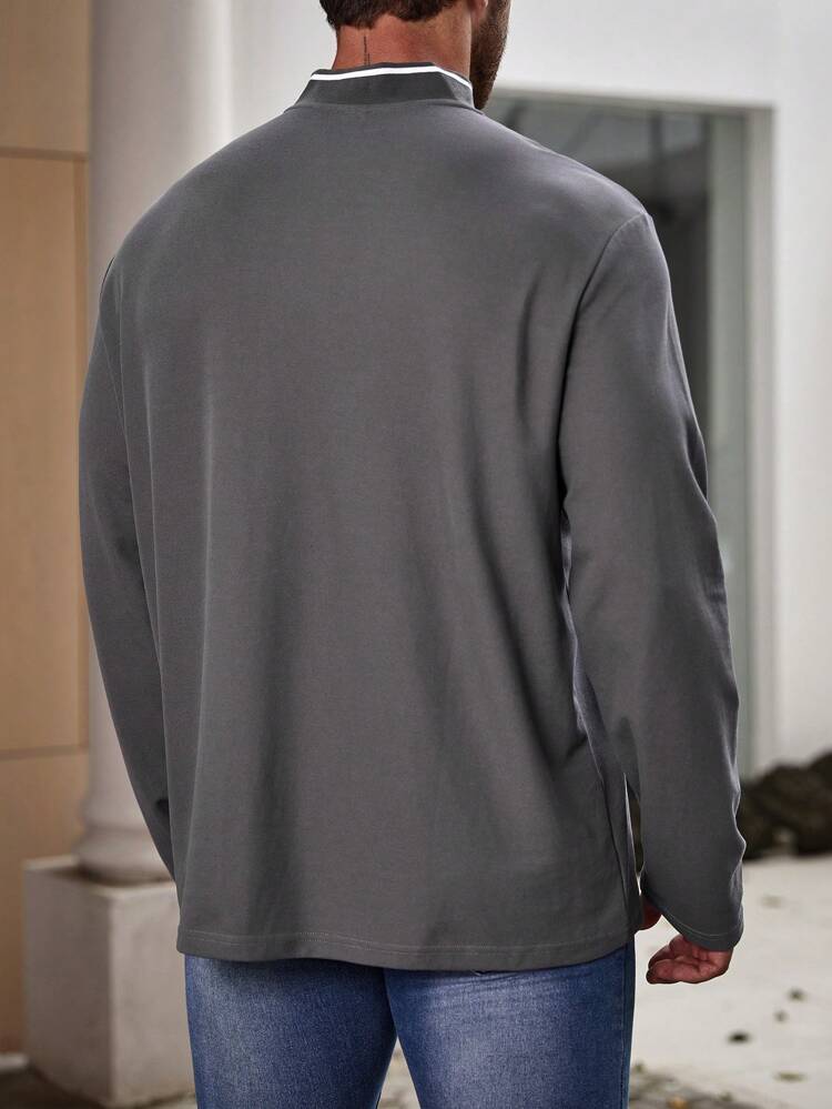 Men Plus Striped Trim Polo Shirt