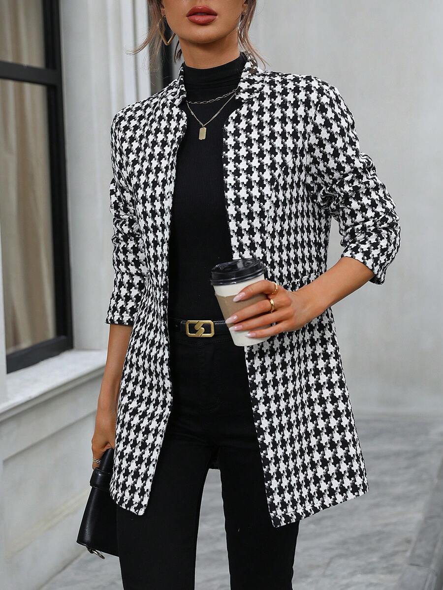 SHEIN Frenchy Tela De Lana Para Mujeres - Blanco y Negro - Ver 1