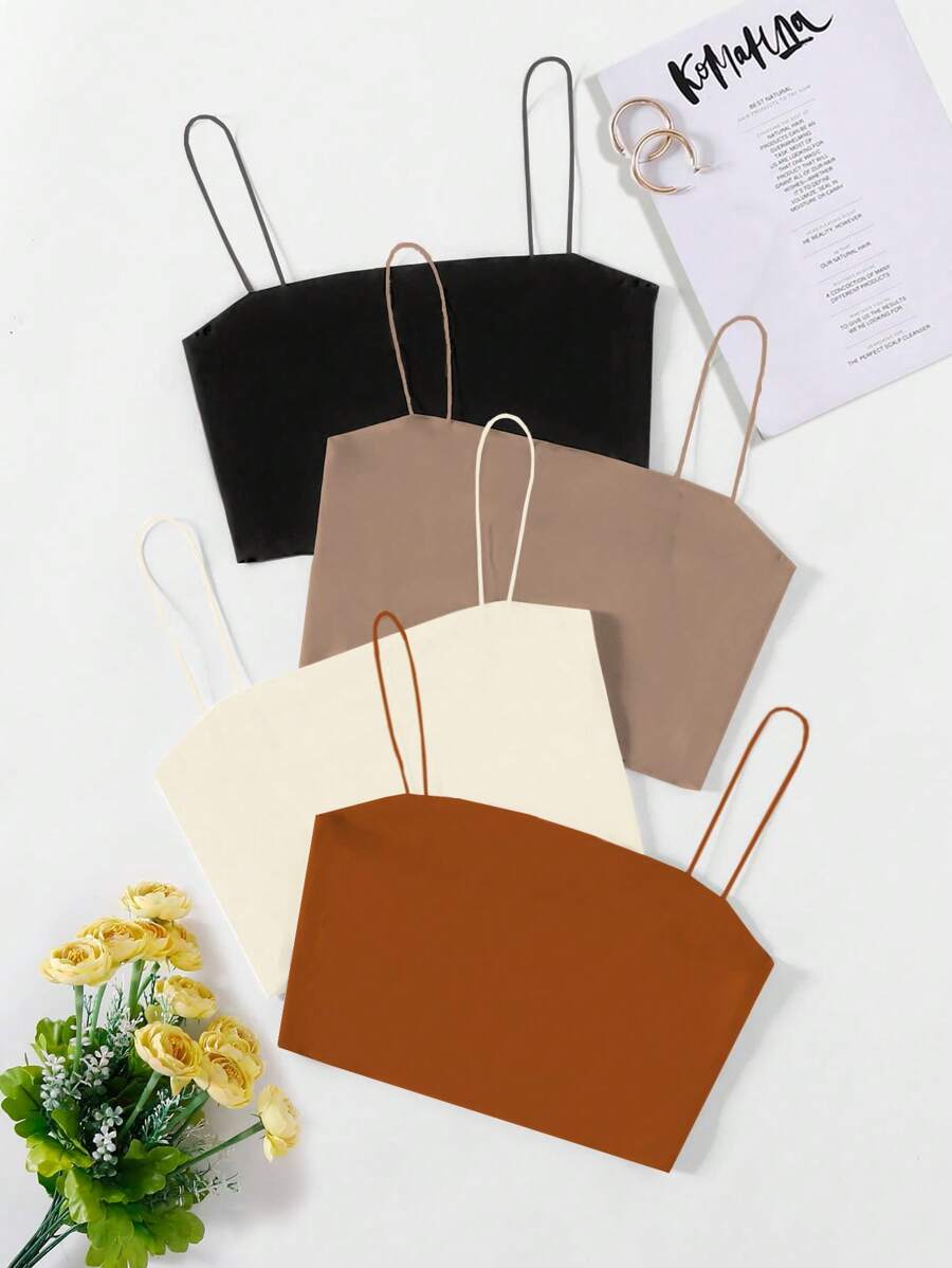 Sweetra Solid Color Ultra Short Camisole Top - Multicolor - View 1