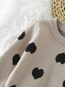 Bebé niña Jersey con patrón de corazón - Caqui - Ver 4