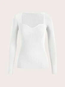 SHEIN BASICS Suéter De Cuello Alto Con Mangas Largas Para Mujer - Blanco - Ver 7