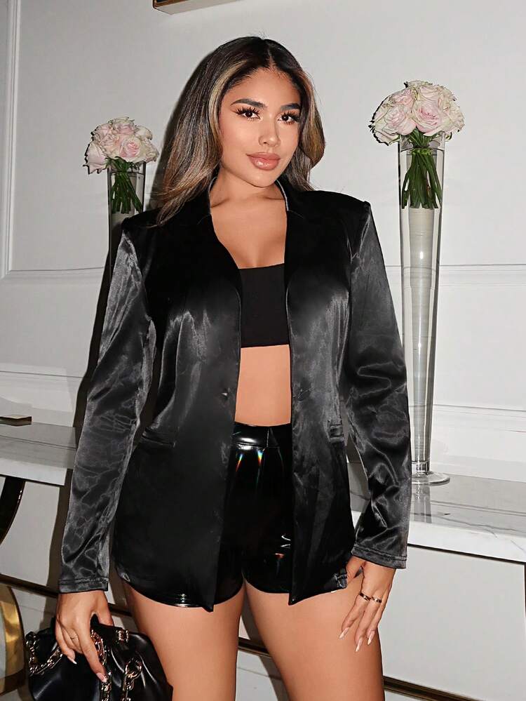 Solid Color Elegant Corduroy Blazer Party