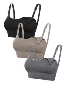 Moonlight&Mama 孕婦3入組無縫哺乳內衣，適用於母親 - 彩色 - 查看 5