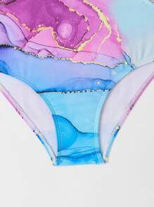 Tween Girl Marble Ombre Graphic Swimsuit, Heart & Style Gradient Pink/Blush Color, One-Piece Design, Great Gift For Valentine's Day'