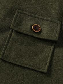 Manfinity Homme Men Single-Breasted Wool Loose Overcoat - Army Green - View 6