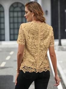SHEIN Clasi Camisa De Manga Corta - Caqui - Ver 4