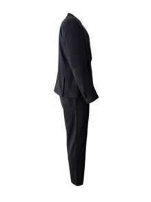 Calvornis Men's Striped Notch Lapel Double-breasted Slim Fit Suit