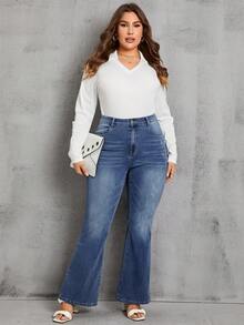 Hơn Cao eo Rửa thuốc tẩy Quần ống loe - Rửa nhẹ - Xem 6