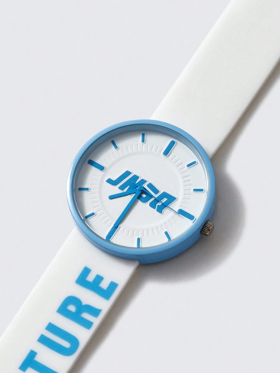 青少年硅胶石英表 - 淺藍色 - 查看 1