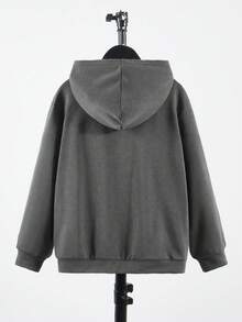 SHEIN 青少年男孩篮球印花卫衣 - 深灰色 - 查看 2