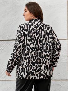 SHEIN Essnce Plus Leopard Print Lapel Neck Blazer - Multicolor - View 2