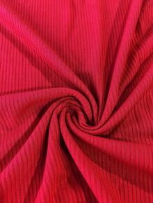 半排扣大圓領T恤 - 紅色 - 查看 3