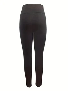 Solid Thermal Lined Leggings - Black - View 2