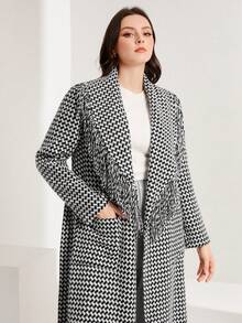 Mulvari In Toàn bộ Viền rìa Thắt lưng Áo khoác - Đen và trắng - Xem 3