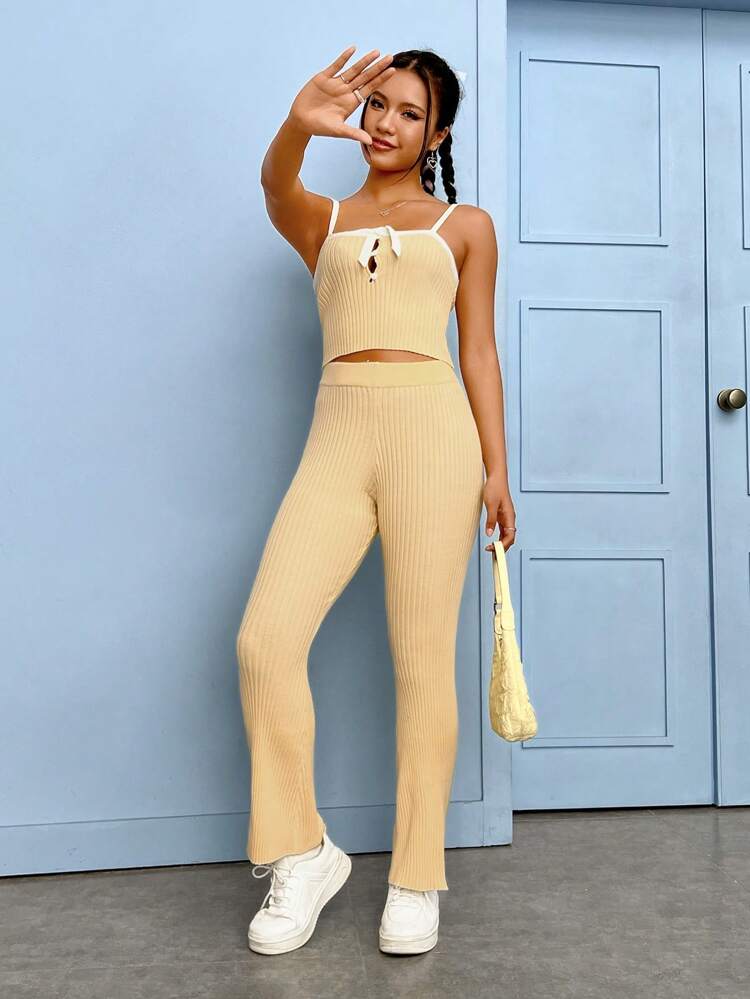 Knot Front Cami Knit Top & Knit Pants
