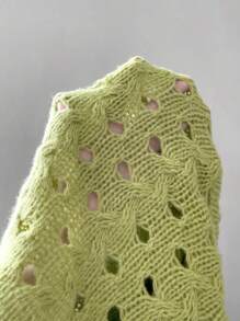 Zolique Solid Open Knit Drop Shoulder Sweater Knit Pullover Fall Winter Outfit