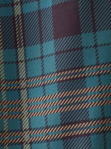 SHEIN LUNE 格紋印花翻蓋口袋拉鏈開襟連帽外套 - 綠色 - 查看 4