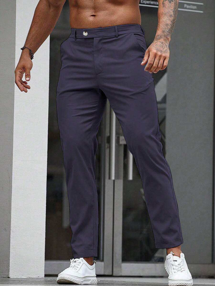 Manfinity Mode Men's Dress Pants - Navy Blue - View 1