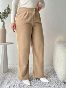 RueChic Plus High Waist Slant Pocket Pants - Beige - View 5