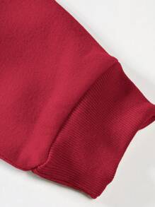 RueChic Men Solid Drop Shoulder Thermal Lined Sweatshirt - Red - View 5