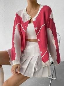 SHEIN Unity 撞色落肩袖前紐扣開襟衫 - 彩色 - 查看 3