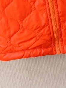 SHEIN Cô Gái Trẻ 1 Miếng Dây kéo Lót nhiệt áo có mũ Áo khoác - trái cam - Xem 6