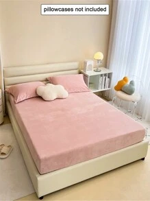 Sábana ajustada lisa, sábana ajustada rosa simple, para el dormitorio