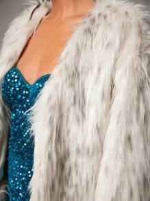 SHEIN BAE Của phụ nữ Xám & Trắng Họa tiết động vật Sang trọng áo Đối với Năm mới Đêm trước Buổi tiệc Trang phục - Màu be - Xem 4